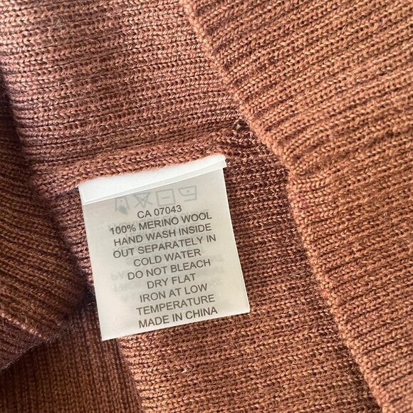 Elie Tahari Merino Wool Cardigan Womens XS Brown Lightweight Ribbed Sweater - Picture 7 of 8